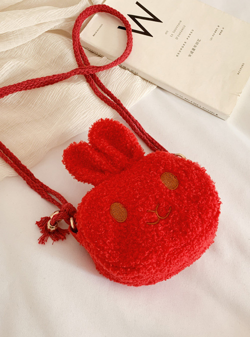 Cute Rabbit Shape Children Short Plush Shoulder Bag