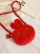 Cute Rabbit Shape Children Short Plush Shoulder Bag