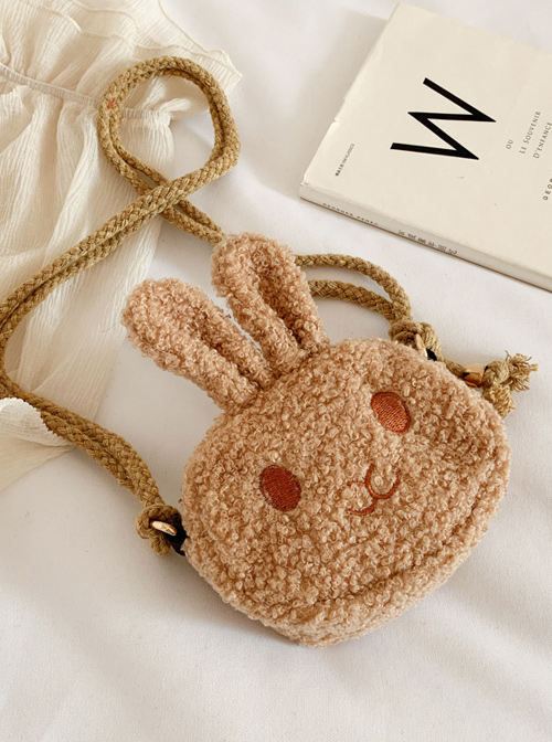 Cute Rabbit Shape Children Short Plush Shoulder Bag