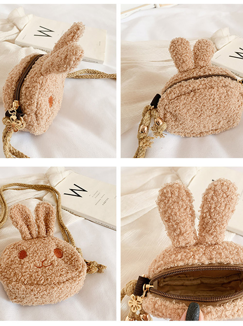 Cute Rabbit Shape Children Short Plush Shoulder Bag