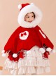 Baby Children Lolita Warm Hooded White Plush Collar Red Cloak