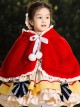 Baby Children Lolita Little Antlers Hooded Ruffle Red Warm Cloak