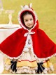 Baby Children Lolita Little Antlers Hooded Ruffle Red Warm Cloak