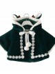 Baby Children Lolita Cute Warm Green Velour Hooded Cloak