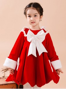 Baby Children Lolita Bowknot Rabbit Ears Hooded Red Warm Coat