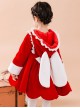 Baby Children Lolita Bowknot Rabbit Ears Hooded Red Warm Coat