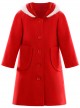 Children Autumn Winter Thickening Red Hooded Mid-length Coat