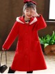 Children Autumn Winter Thickening Red Hooded Mid-length Coat