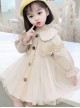 Cute Khaki Doll Collar Flower Lace Children Tulle Windbreaker