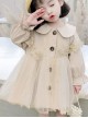 Cute Khaki Doll Collar Flower Lace Children Tulle Windbreaker