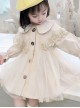 Cute Khaki Doll Collar Flower Lace Children Tulle Windbreaker