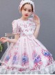 Pink Cute Printing Doll Collar Children Sweet Lolita Short Sleeve Dress