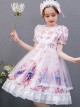 Pink Cute Printing Doll Collar Children Sweet Lolita Short Sleeve Dress