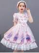 Pink Cute Printing Doll Collar Children Sweet Lolita Short Sleeve Dress