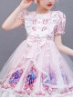 Pink Cute Printing Doll Collar Children Sweet Lolita Short Sleeve Dress