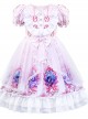 Pink Cute Printing Doll Collar Children Sweet Lolita Short Sleeve Dress