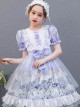 Purple Merry-go-round Printing Ruffle Children Sweet Lolita Short Sleeve Dress