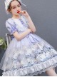 Purple Merry-go-round Printing Ruffle Children Sweet Lolita Short Sleeve Dress