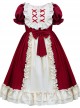 Red And Apricot Splicing Ruffled Children Classic Lolita Short Sleeve Dress