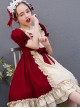 Red And Apricot Splicing Ruffled Children Classic Lolita Short Sleeve Dress