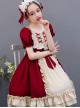 Red And Apricot Splicing Ruffled Children Classic Lolita Short Sleeve Dress