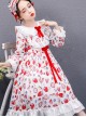 Strawberry Blueberry Printing Children Sweet Lolita Long Sleeve Dress