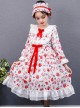 Strawberry Blueberry Printing Children Sweet Lolita Long Sleeve Dress