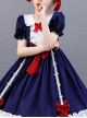 Snow White Children Classic Lolita Red Bowknot Navy Blue Short Sleeve Dress