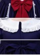 Snow White Children Classic Lolita Red Bowknot Navy Blue Short Sleeve Dress