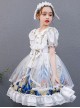 Doll Collar Cartoon Printing Sweet Lolita White Short Sleeve Dress