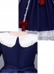 Red Bowknot Classic Lolita Navy Blue Long Sleeve Dress