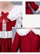 Doll Collar White Lace Wine Red Classic Lolita Long Sleeve Dress