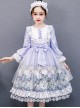 Purple Merry-go-round Printing White Lace Sweet Lolita Long Sleeve Dress