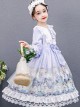 Purple Merry-go-round Printing White Lace Sweet Lolita Long Sleeve Dress