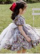 Cute Small Floral Printing Ruffle Kids Sweet Lolita Short Sleeve Dress