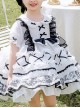 White Musical Note Lace Black Bowknot Children Sweet Lolita Doll Collar Short Sleeve Dress