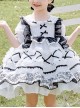 White Musical Note Lace Black Bowknot Children Sweet Lolita Doll Collar Short Sleeve Dress