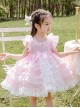 White Lace Pink Pure Color Children Sweet Lolita Sleeveless Cake Dress