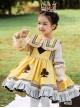 Poker Cards Pattern Yellow Plus Velvet Children Sweet Lolita Long Sleeve Dress