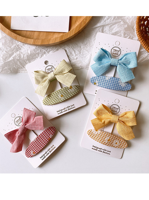 Children Cute Pure Color Fabric Bowknot Little Daisy Hairpins