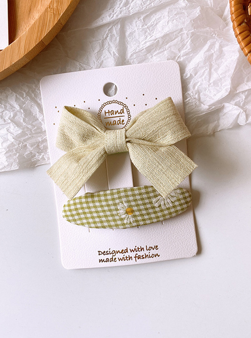 Children Cute Pure Color Fabric Bowknot Little Daisy Hairpins