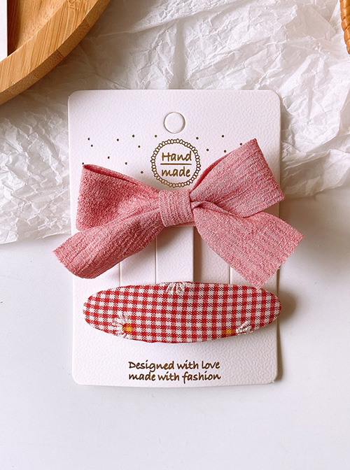 Children Cute Pure Color Fabric Bowknot Little Daisy Hairpins