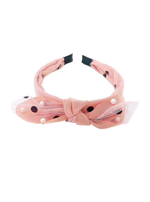 Pink Bowknot Beaded Embellishment Children Non-slip Hairband