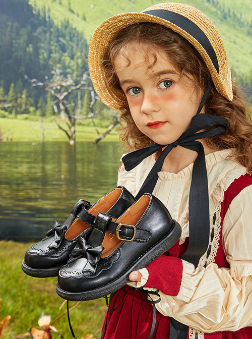 Bowknot Princess PU Leather Shoes Children Sweet Lolita Shoes