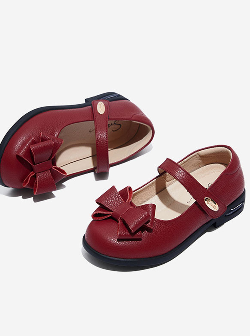 Simplicity Pure Color Bowknot Children Classic Lolita Shoes