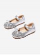 Rhinestone Vamp Bowknot Children Velcro Princess Shoes