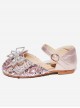 Sweet Mesh Bowknot Rhinestone Vamp Children Princess Flat shoes