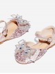 Sweet Mesh Bowknot Rhinestone Vamp Children Princess Flat shoes