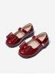Simplicity Pure Color Patent Leather Bowknot Children Sweet Lolita Shoes