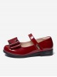 Simplicity Pure Color Patent Leather Bowknot Children Sweet Lolita Shoes